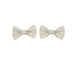 Set of 2 Glitter Bow Hair Clip - Pearl